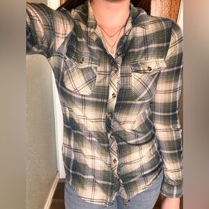 Women’s Plaid Button-Down Shirt - Green & Blue